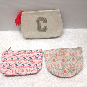 Clarins-Paris Toiletry Cosmetic Makeup Bag Lot of 3